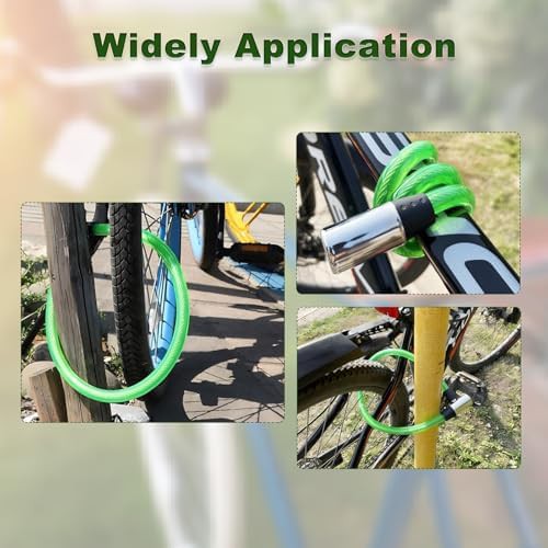 Green anti theft cable lock with keys — photo 5