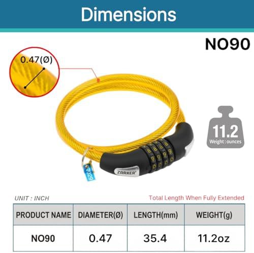 Yellow coiling combination cable lock — photo 3