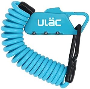 Blue braided steel carabiner cable lock