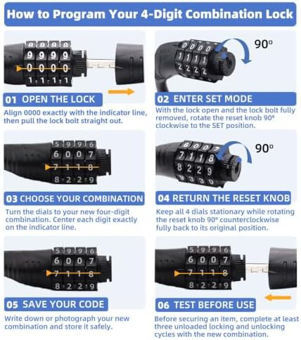 Jokmae 32-inch resettable combination cable lock — photo 4