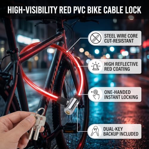 Lightweight black steel cable security lock — photo 4