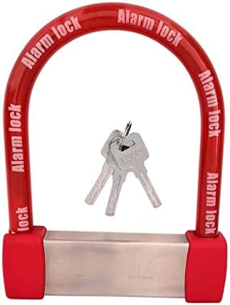 Red hardened steel alarm u-lock