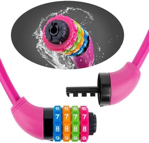 Rose red kids cable lock with alloy head — photo 3