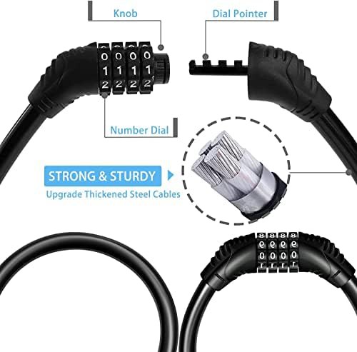 Portable four digit combination bicycle cable lock — photo 3