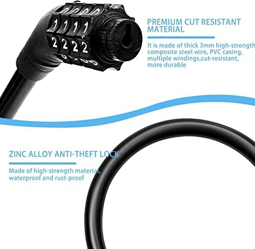 Portable four digit combination bicycle cable lock — photo 4