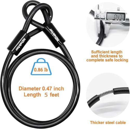 Hardened steel combination U-lock with steel cable — photo 5