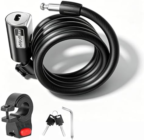 Coiled cable lock with frame mounting bracket