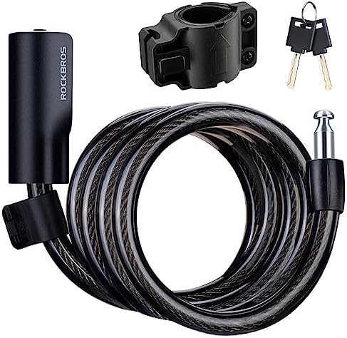 Keyed cable lock with mounting bracket black