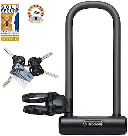 Long pro gold steel u-lock with bracket