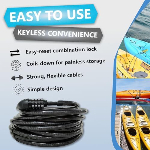 Long coiled weatherproof combination cable lock — photo 4