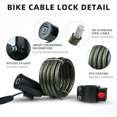 Keyless biometric fingerprint cable lock — photo 3