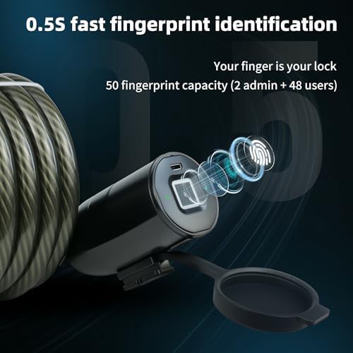 Keyless biometric fingerprint cable lock — photo 4
