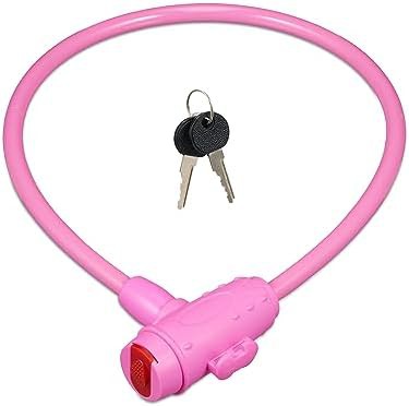 Pink combination cable lock for children's scooters