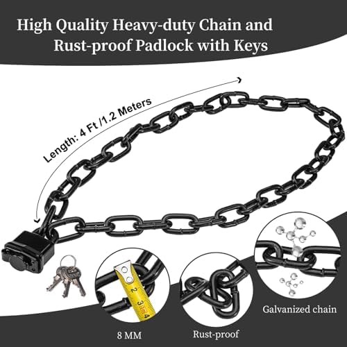 Hardened steel chain with keyed padlock — photo 2