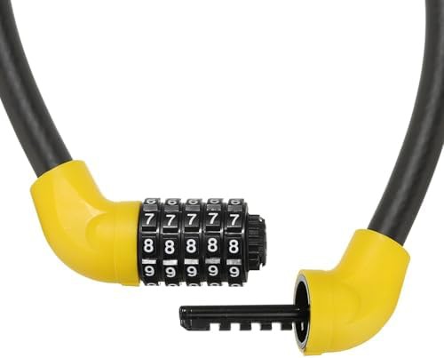 Yellow mini portable five digit cable lock — photo 3