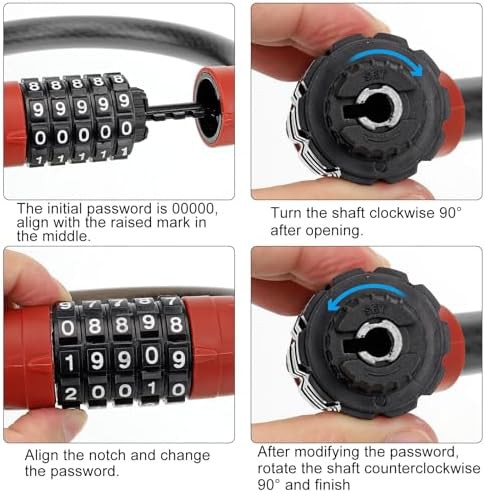 Yellow mini portable five digit cable lock — photo 4