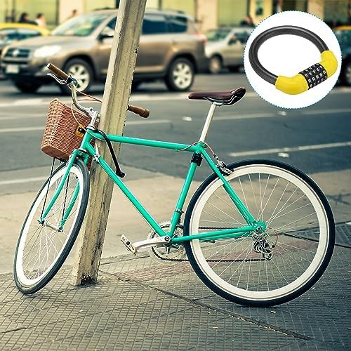 Yellow mini portable five digit cable lock — photo 5