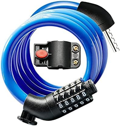 Blue five digit cable lock with bracket