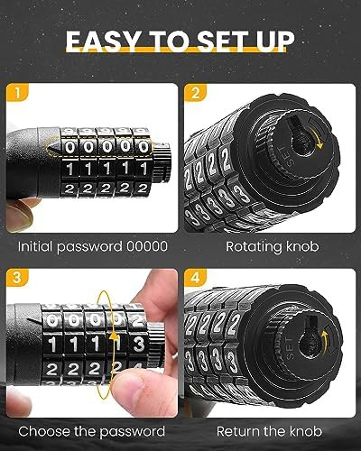 Black waterproof cable lock with five digits — photo 5