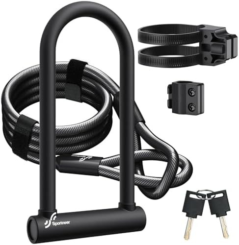 Large 18mm shackle u-lock with six foot cable