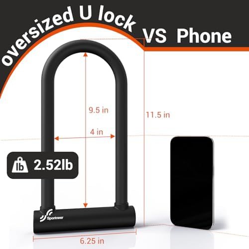 Large 18mm shackle u-lock with six foot cable — photo 3