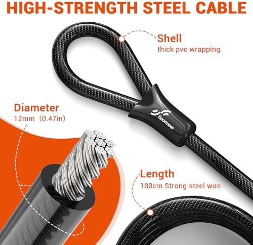 Large 18mm shackle u-lock with six foot cable — photo 5