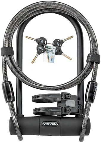 Classic silver approved u-lock with long cable