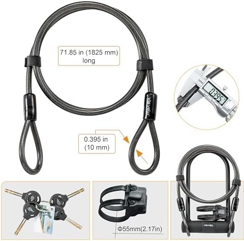 Classic silver approved u-lock with long cable — photo 3