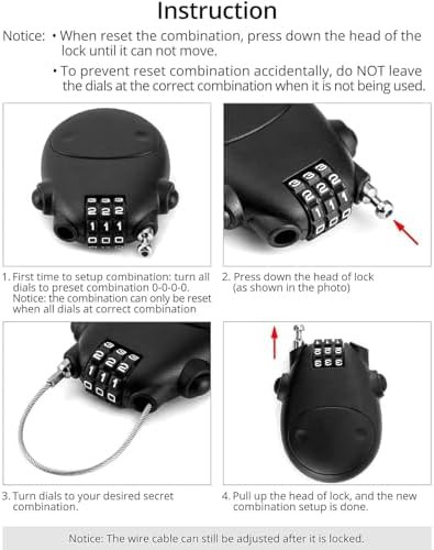 Retractable cable combination lock two pack — photo 4