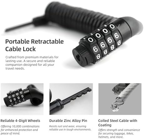 Small Retractable Combination Cable Lock for Travel — photo 2