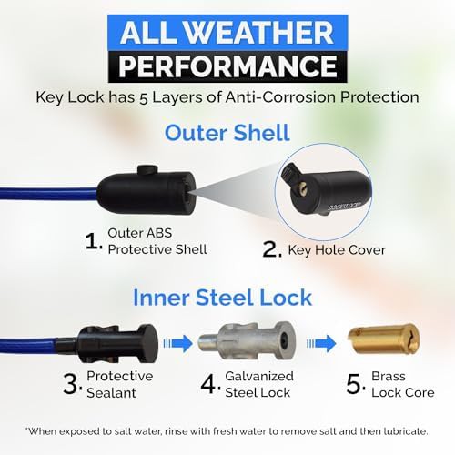 Weatherproof coiled keyed security bike cable lock five feet — photo 3