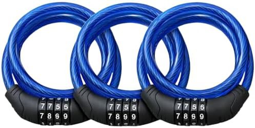 Three pack blue resettable cable locks
