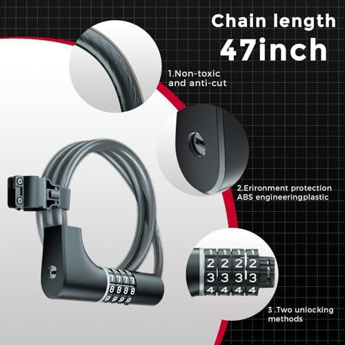 Black combination cable lock with bracket — photo 4
