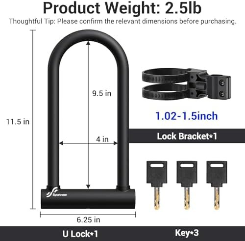 Extra large 18mm u-lock with three keys — photo 3