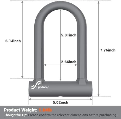 Grey heavy duty u-lock with five foot cable — photo 3