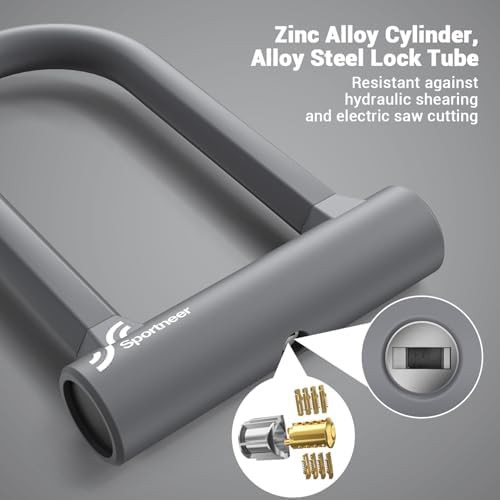 Grey heavy duty u-lock with five foot cable — photo 4