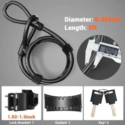 Grey heavy duty u-lock with five foot cable — photo 5