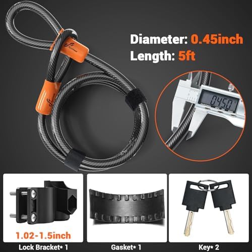 Orange heavy duty u-lock with five foot cable — photo 4