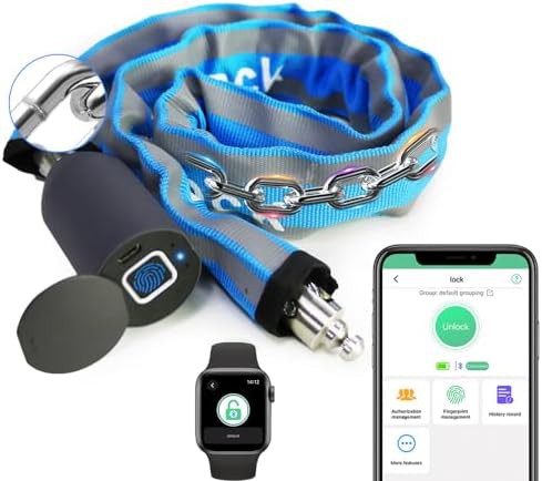 Blue biometric heavy duty chain lock