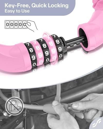 Pink six mm combination chain lock four feet — photo 3
