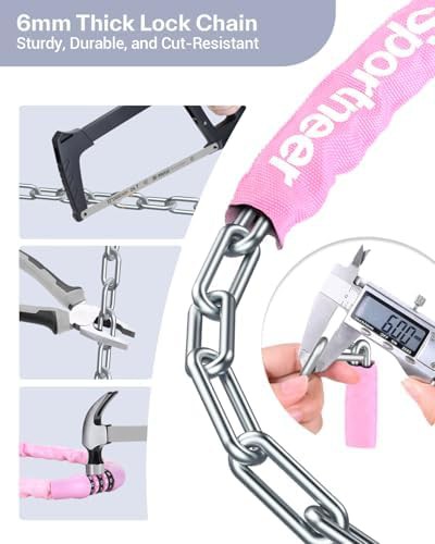 Pink six mm combination chain lock four feet — photo 4