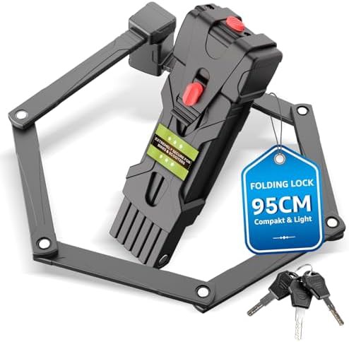 Compact folding bike lock with 95cm reach