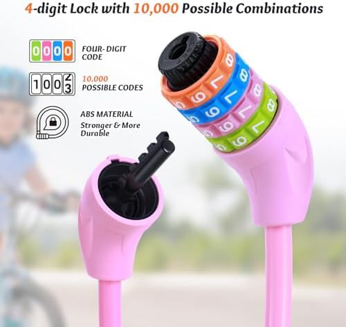 Pink four digit combination cable lock — photo 3
