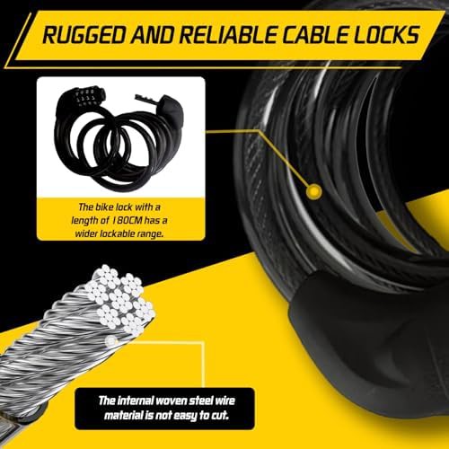 Black combination cable lock with bracket — photo 4
