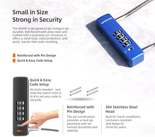 Blue Portable Wire Cable Combination Lock — photo 5