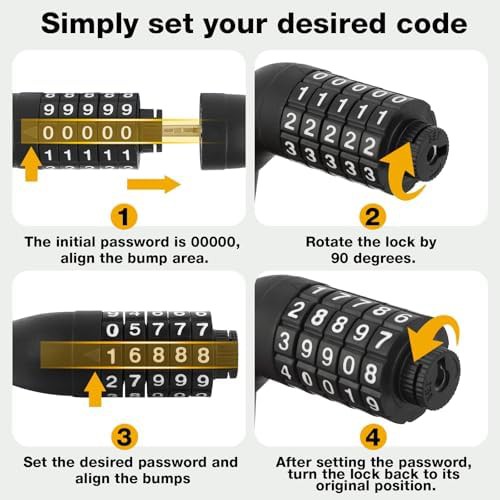 Heavy duty five digit combination bicycle lock — photo 5