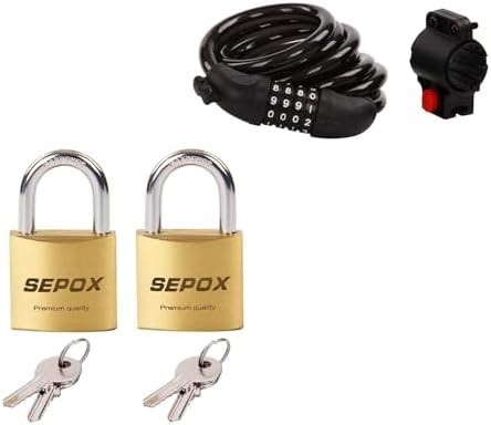 Long cable locks with keyed alike brass padlocks