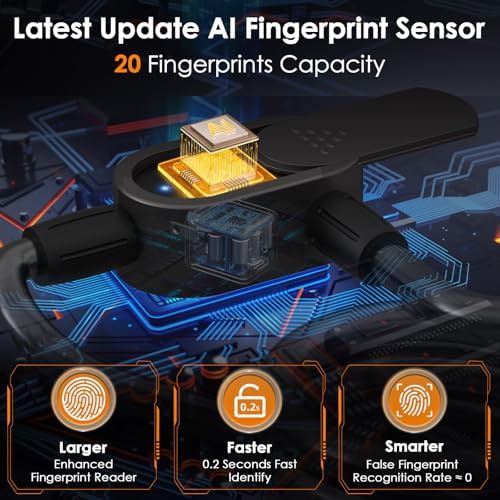 Black Stainless Steel Fingerprint Cable Lock — photo 3