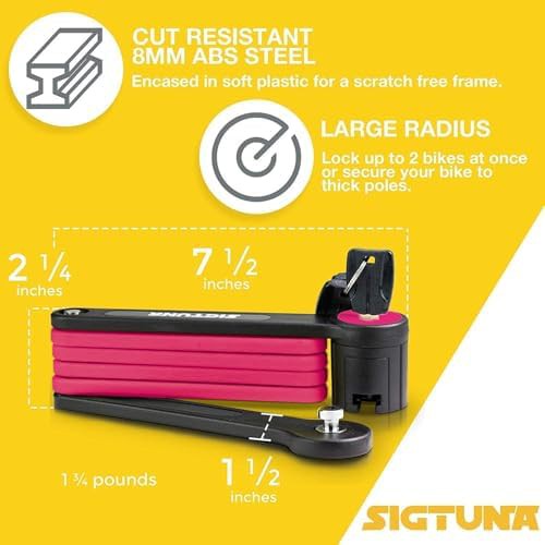 Rose Pink Folding Heavy Duty Bike Lock — photo 3