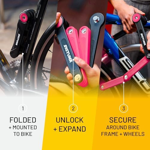 Rose Pink Folding Heavy Duty Bike Lock — photo 4